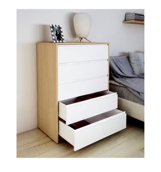 Cómoda 80x109x48 blanca y madera NUEVA