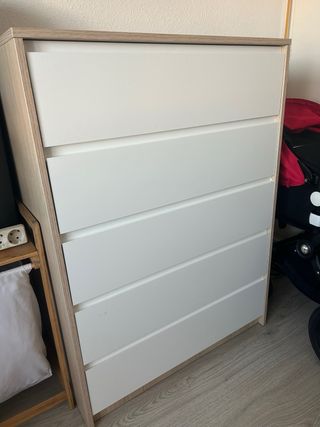 Cómoda 80x109x48 blanca y madera NUEVA