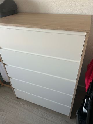 Cómoda 80x109x48 blanca y madera NUEVA