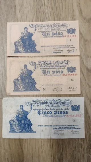 3 Banconote Pesos Argentini 1947