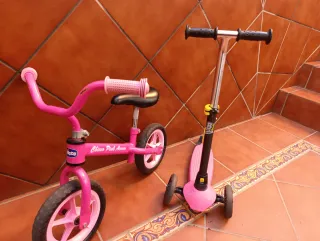 Bicicleta y Patinete Infantil Rosa