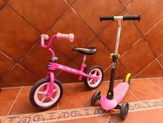 Bicicleta y Patinete Infantil Rosa