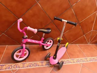 Bicicleta y Patinete Infantil Rosa