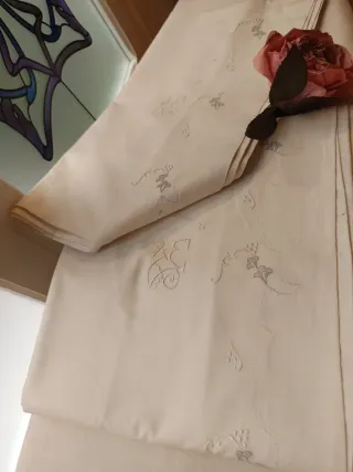 Juego sábanas antiguo circa 1900 bordado AM