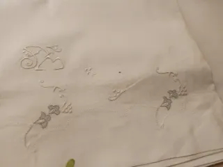 Juego sábanas antiguo circa 1900 bordado AM