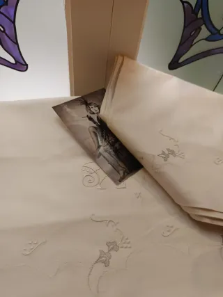 Juego sábanas antiguo circa 1900 bordado AM