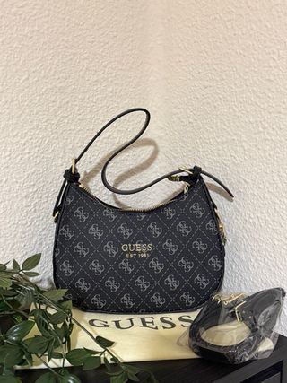 Bolso Guess Negro y Gris Monogram