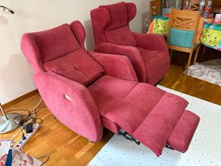 Sillón reclinable automático granate