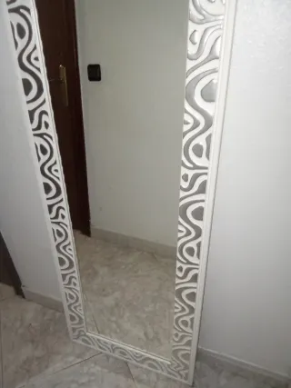 Espejo 150x60cm Blanco y Plata