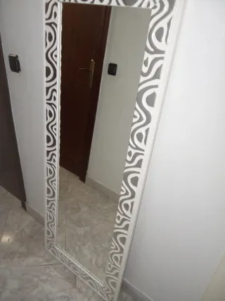 Espejo 150x60cm Blanco y Plata