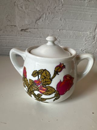 Juego café porcelana vintage flores 60s