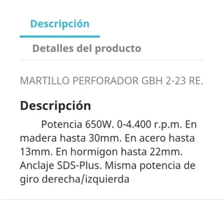Taladro perforador Bosch GBH 2-23 RE
