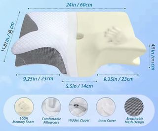 2 Almohadas Ergonómicas Blancas y Grises