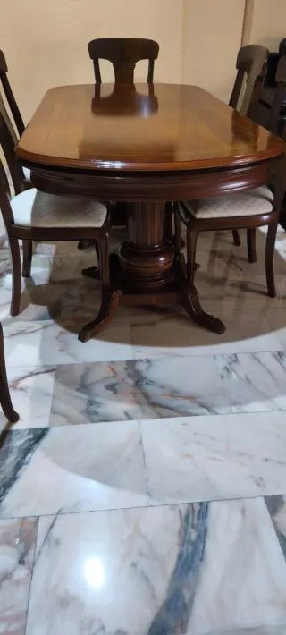 Mesa comedor extensible 6-10 personas y 6 sillas