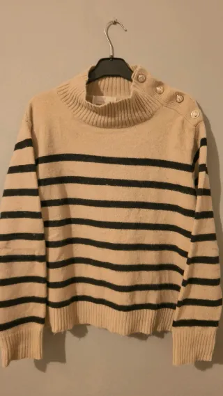 Jersey de rayas beige y negro