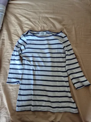 Camiseta Zara Rayas Azul/Blanco Talla XS