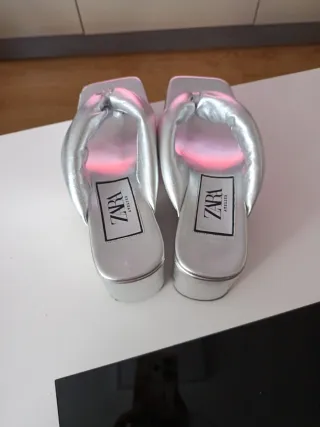 Sandalias Zara Plataforma Plata