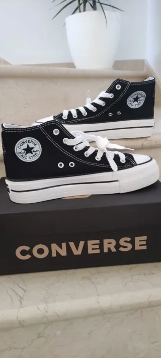 Converse plataforma negras talla 36