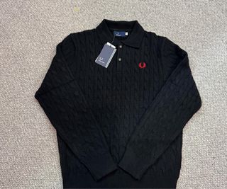 Polo Fred Perry Beige Manga Larga Talla M