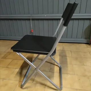 7 Sedie pieghevole nera e argento