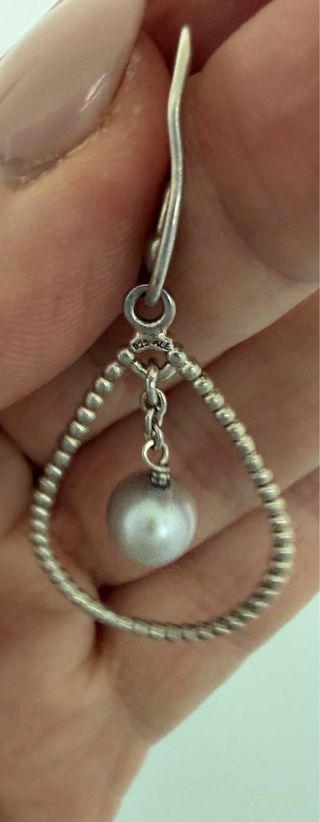 Pendientes Pandora Perla Gris Plata