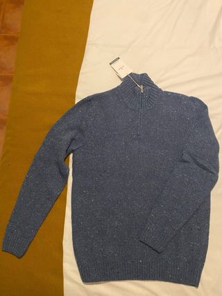 Jersey azul cuello alto concremallera Con etiqueta