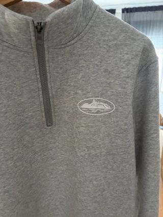 Sudadera Corteiz gris media cremallera