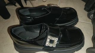 Mocassini neri donna con fibbia