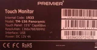 Monitor TPV Premier TM-156 V2 15.6 Táctil