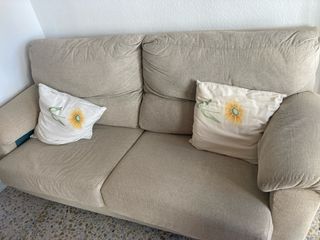 Sofá 2 plazas beige tela