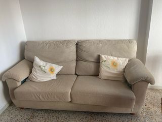 Sofá 2 plazas beige tela