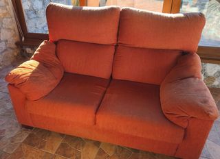 Sofá 2 plazas naranja/rojo