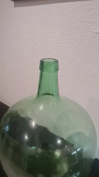 Damajuana vidrio verde soplado vintage