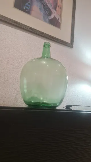 Damajuana vidrio verde soplado vintage