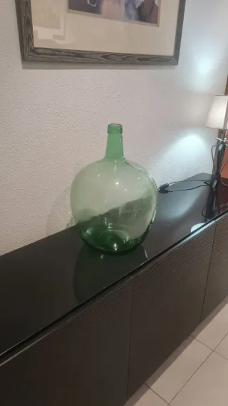 Damajuana vidrio verde soplado vintage