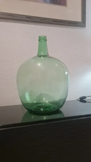 Damajuana vidrio verde soplado vintage