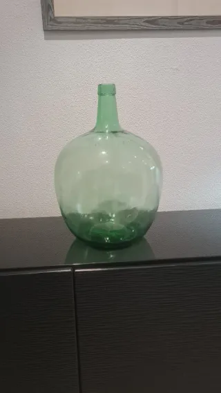 Damajuana vidrio verde soplado vintage