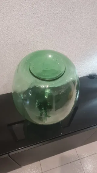 Damajuana vidrio verde soplado vintage