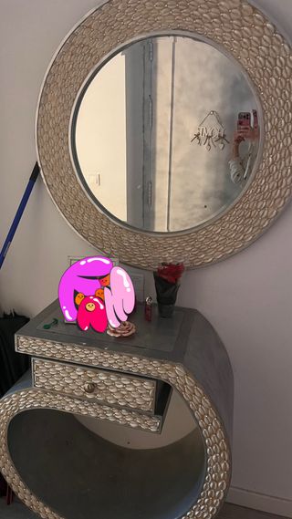 Recibidor Entrada Metálico Madera Dorado Rosa