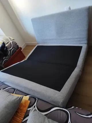 Sofá cama gris tela