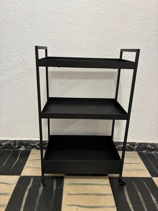 Carrito auxiliar 3 estantes negro