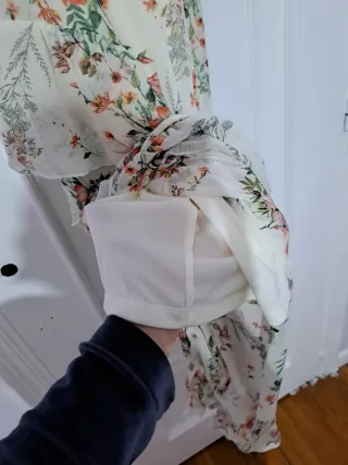 Vestido largo blanco volantes flores