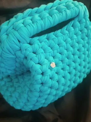 Borsa artigianale uncinetto teal