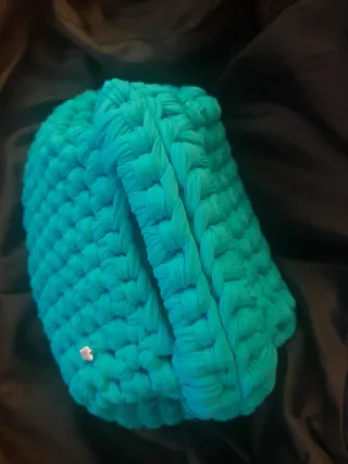 Borsa artigianale uncinetto teal