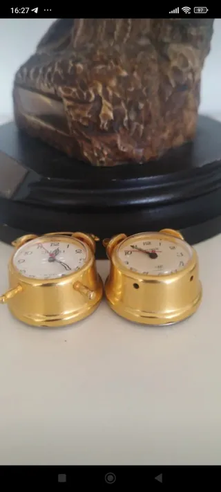 2 svegliette vintage meccaniche dorate