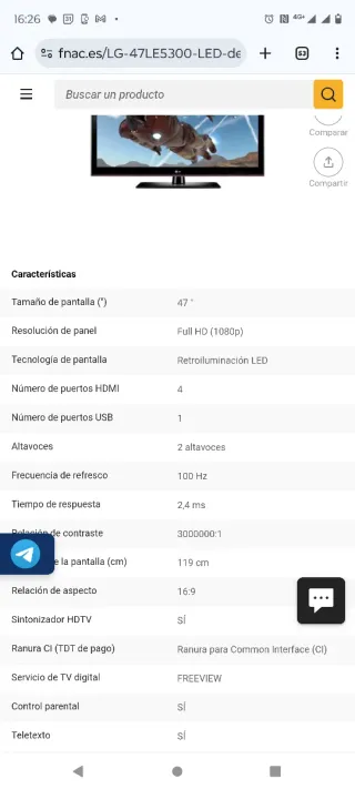 Televisor LG 47 pulgadas 47LE5300-ZA