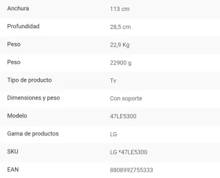 Televisor LG 47 pulgadas 47LE5300-ZA