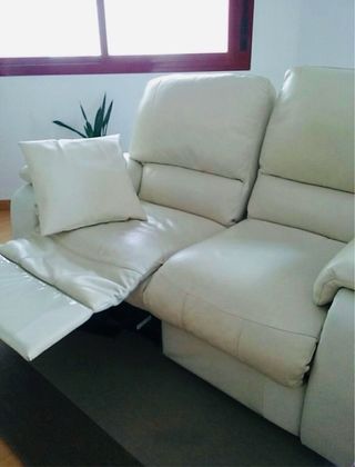 Sofá Relax + Butaca Piel Beige