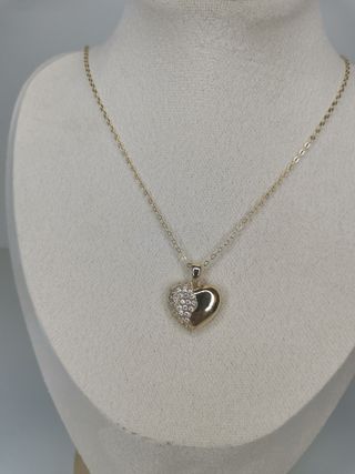 Collana cuore oro con strass e orecchini