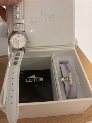 Reloj Lotus niña oso y pulsera perlas SIN PILA
